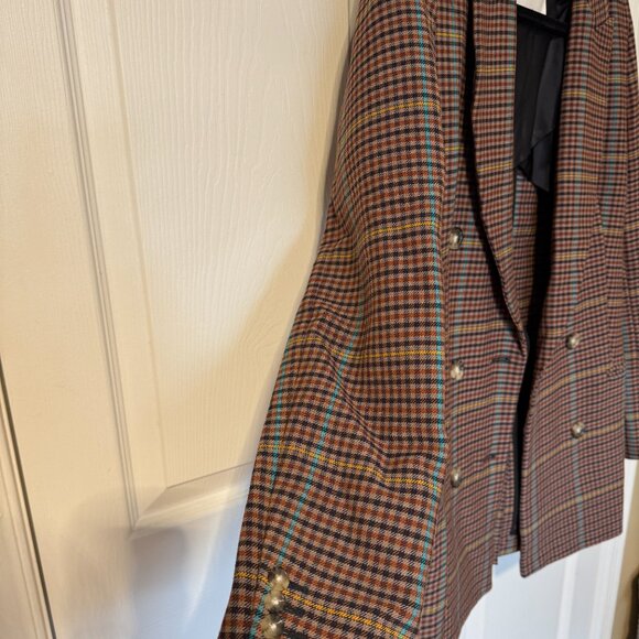 Aritzia Wilfred Margaux Double Breasted Blazer, Brown Plaid - Size 4 - Picture 3 of 8